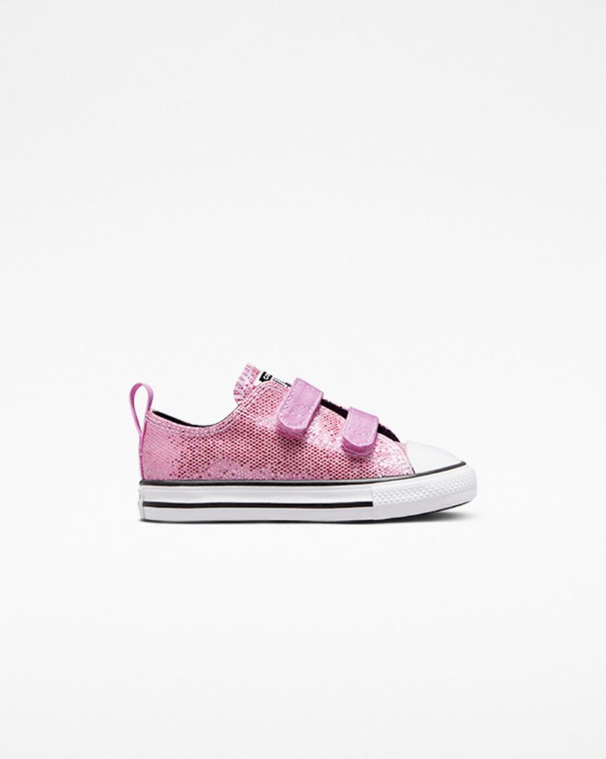 Tenis Converse Chuck Taylor All Star Easy-On Glitter Cano Baixo Menina Rosa Pretas | PT C058413